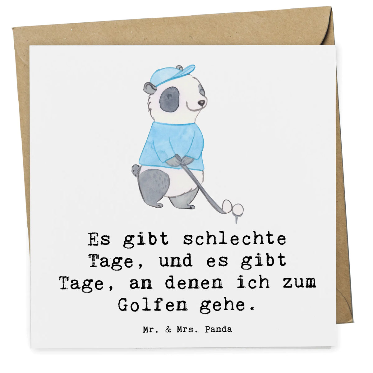 Deluxe Karte Panda Golfen Klappkarte, Grußkarte, Glückwunschkarte, doppelkarte, faltkarte, anlasskarte, Sportart, Hobby, Danke, Dankeschön, Geschenk, Auszeichnung, Gewinn, Sportler, Schenken, Sport, Golf spielen, Golfen, Golfplatz, Golf Verein, Golfturnier