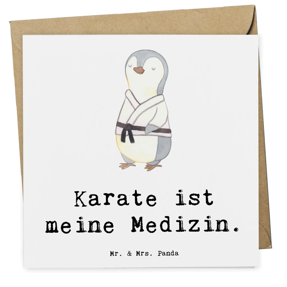 Deluxe Karte Pinguin Karate Grußkarte, Klappkarte, Glückwunschkarte, doppelkarte, faltkarte, anlasskarte, Schenken, Geschenk, Sport, Sportart, Hobby, Danke, Dankeschön, Auszeichnung, Gewinn, Sportler, Selbstverteidigung, Kampfsportart, Karate Verein, Karate, Kampfkunst