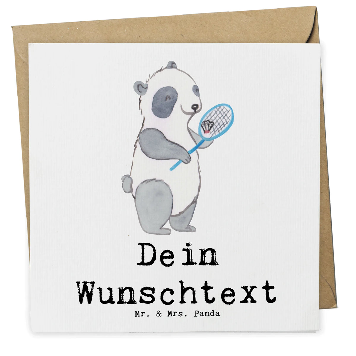 Personalisierte Deluxe Karte Panda Badminton Personalisierte Grußkarte, Postkarte personalisiert, Grußkarte personalisierbar, Personalisierte Grußkarten, Grußkarten Personalisiert, Personalisierte Postkarte, Personalisierte Karte, karte personalisiert, Personalisierte Karten, individuelle grußkarte, grußkarte personalisiert, Geschenk, Schenken, Sport, Sportart, Hobby, Danke, Dankeschön, Auszeichnung, Gewinn, Sportler, Badminton, Badminton spielen