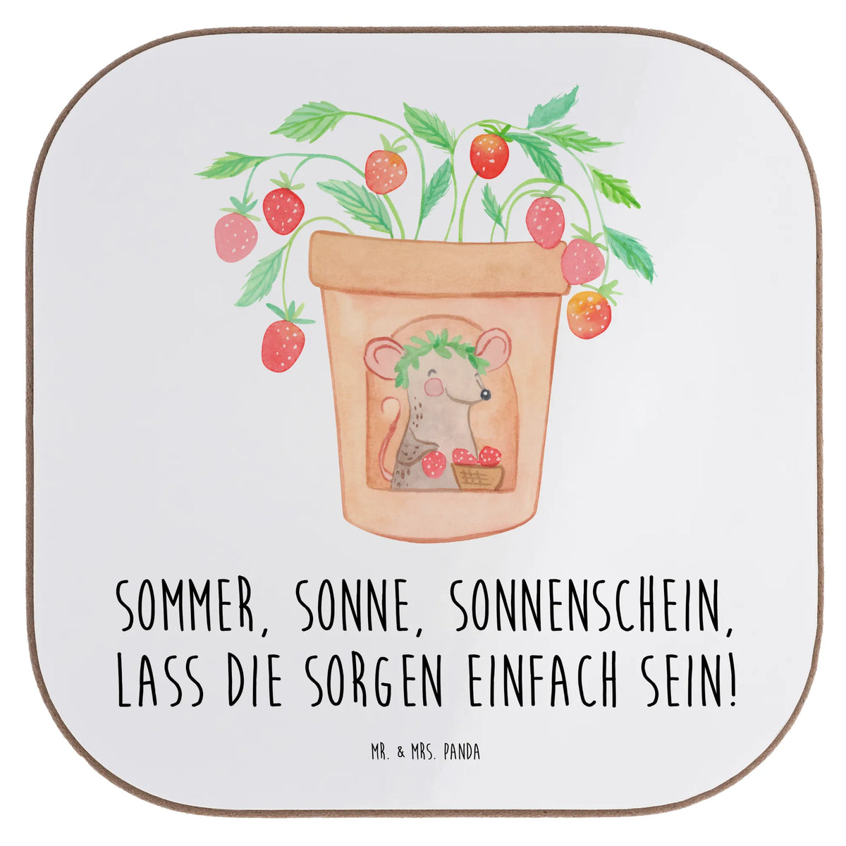 Square coaster Sommer, Sonne, Sonnenschein, lass die Sorgen einfach sein! summer themes, vacation themes, products for vacationers, summer products