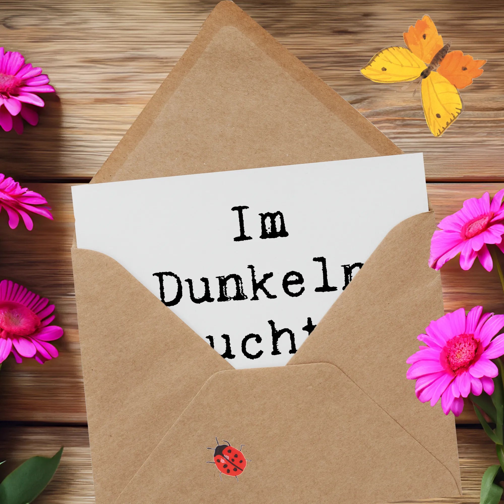 Deluxe Karte Spruch Angst vor Dunkelheit überwinden