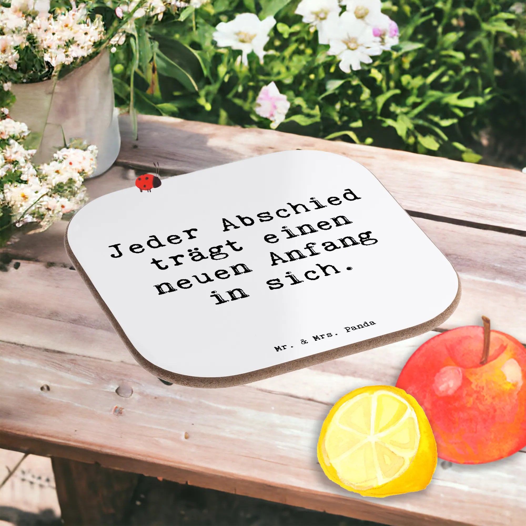 Square coaster Saying Jeder Abschied trägt einen neuen Anfang in sich.