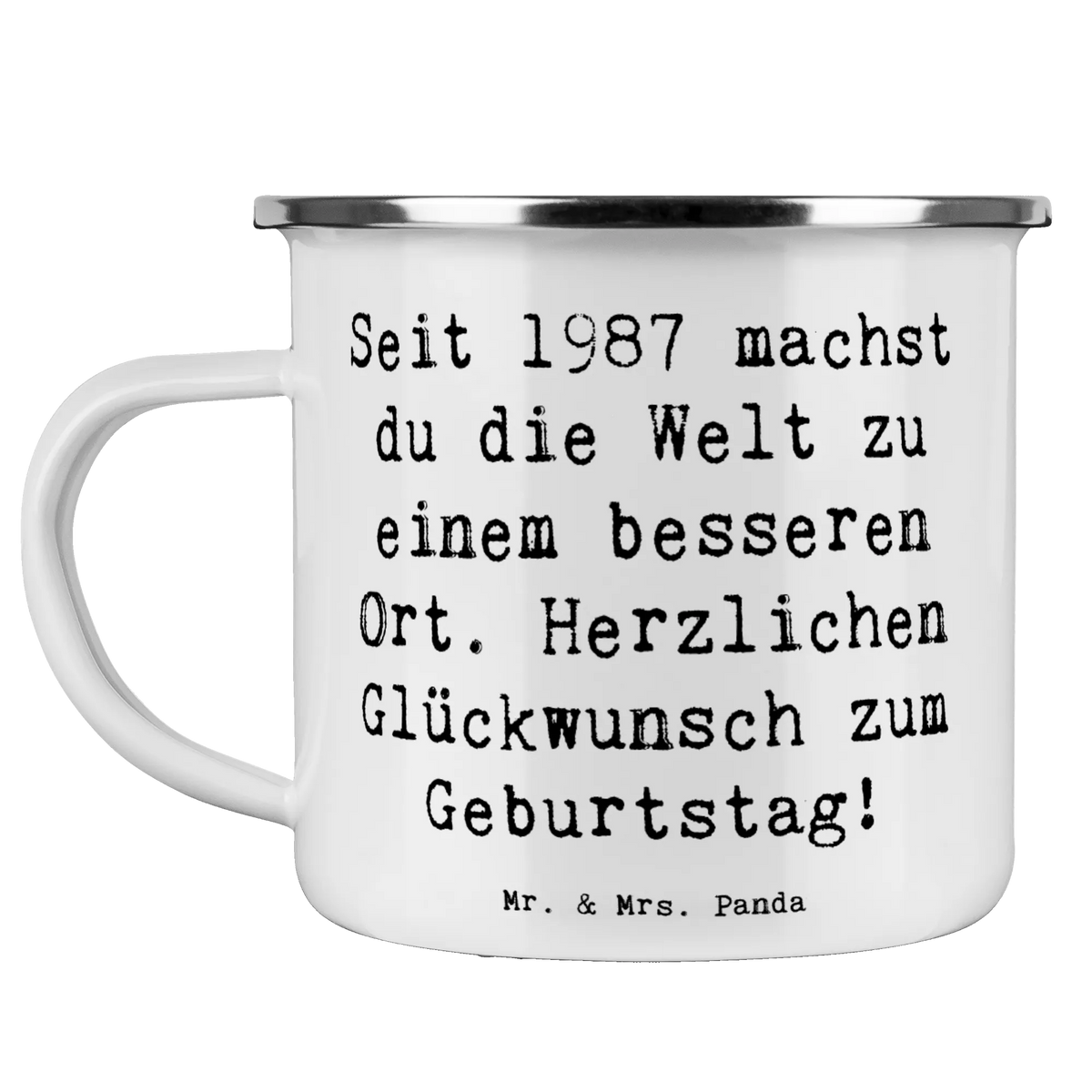 Camping Emaille Tasse Spruch 1987 Geburtstag