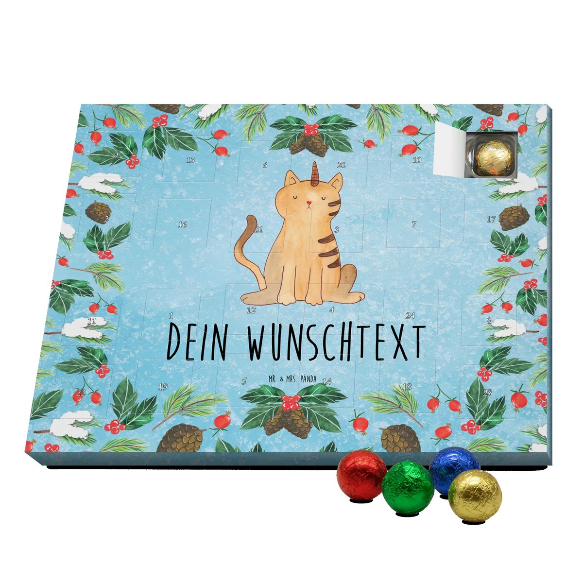 Personalisierter Schoko Adventskalender Einhorn Katze
