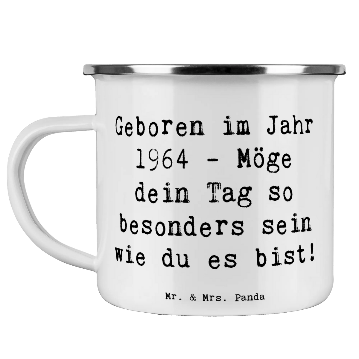Camping Emaille Tasse Spruch 1964 Geburtstag