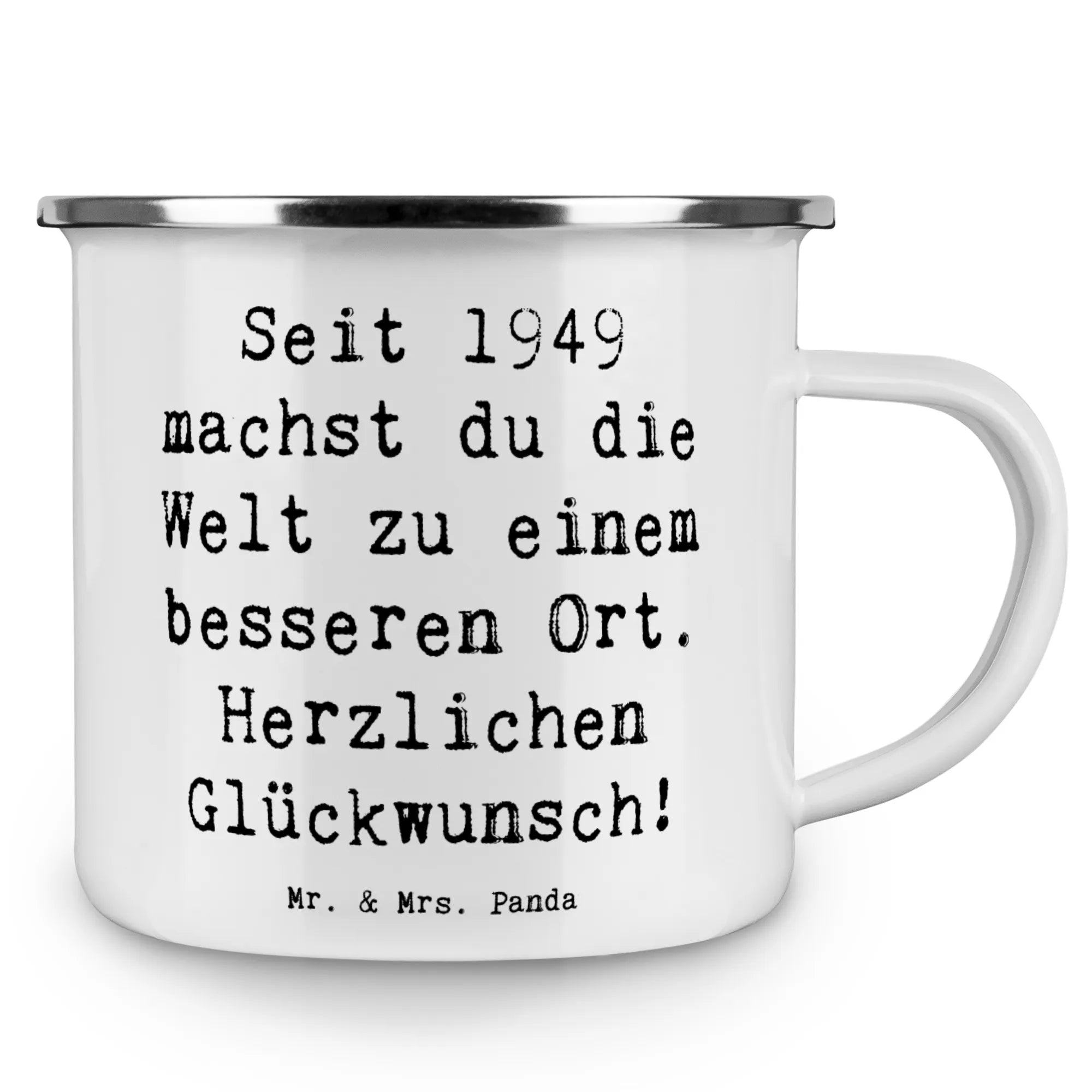Camping Emaille Tasse Spruch 1949 Geburtstag