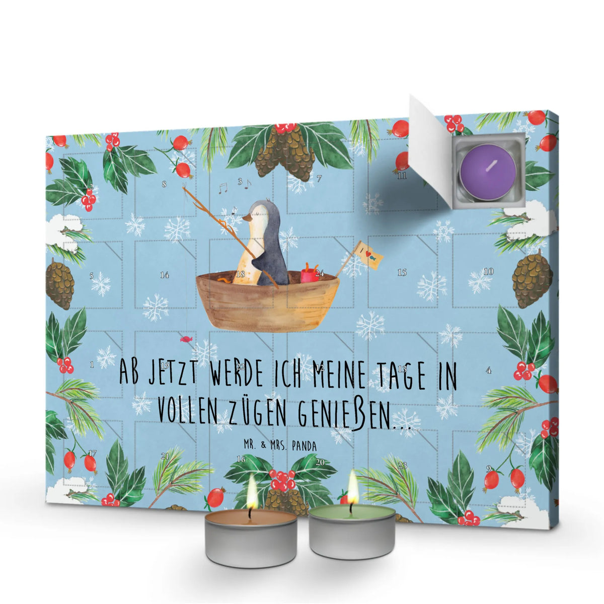 Scented candle advent calendar Penguin fishing boat