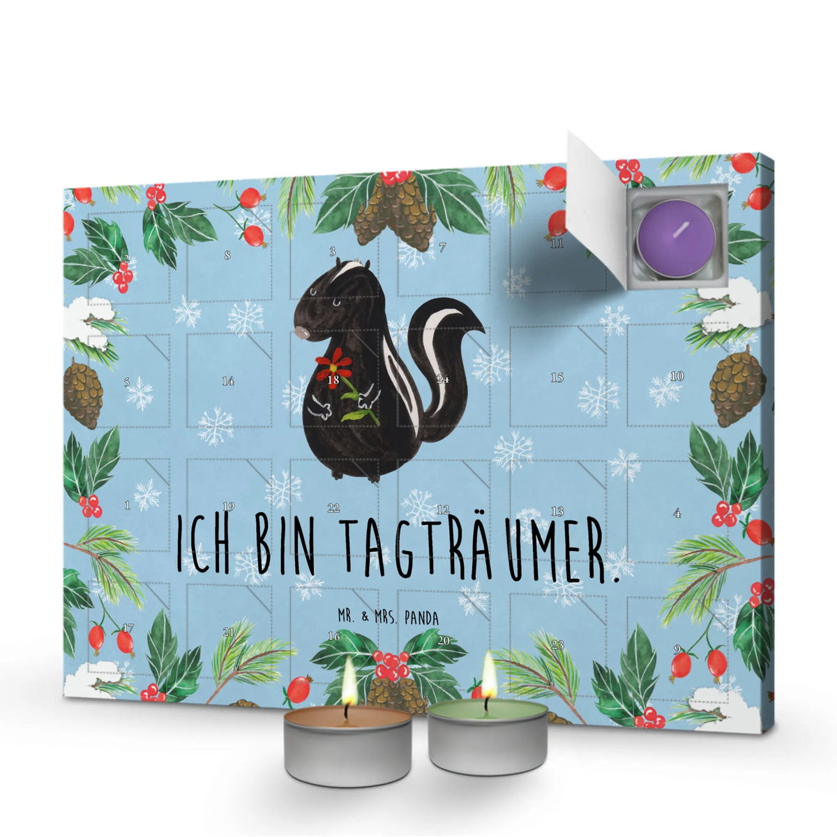 Scented candle advent calendar skunk flower