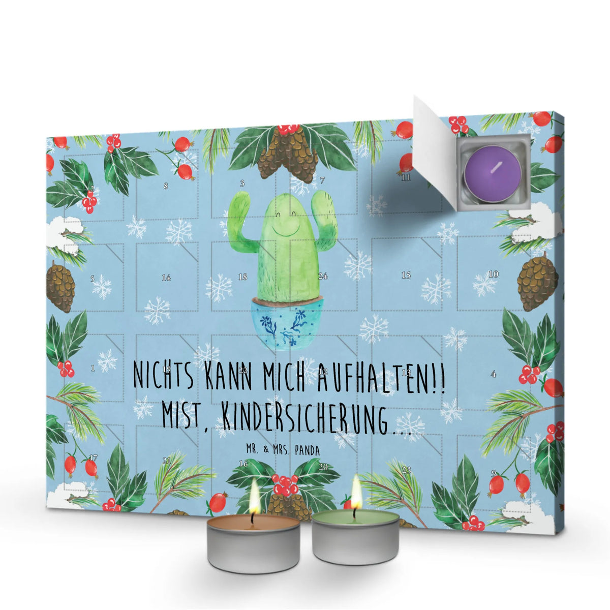 Scented candle advent calendar cactus happy
