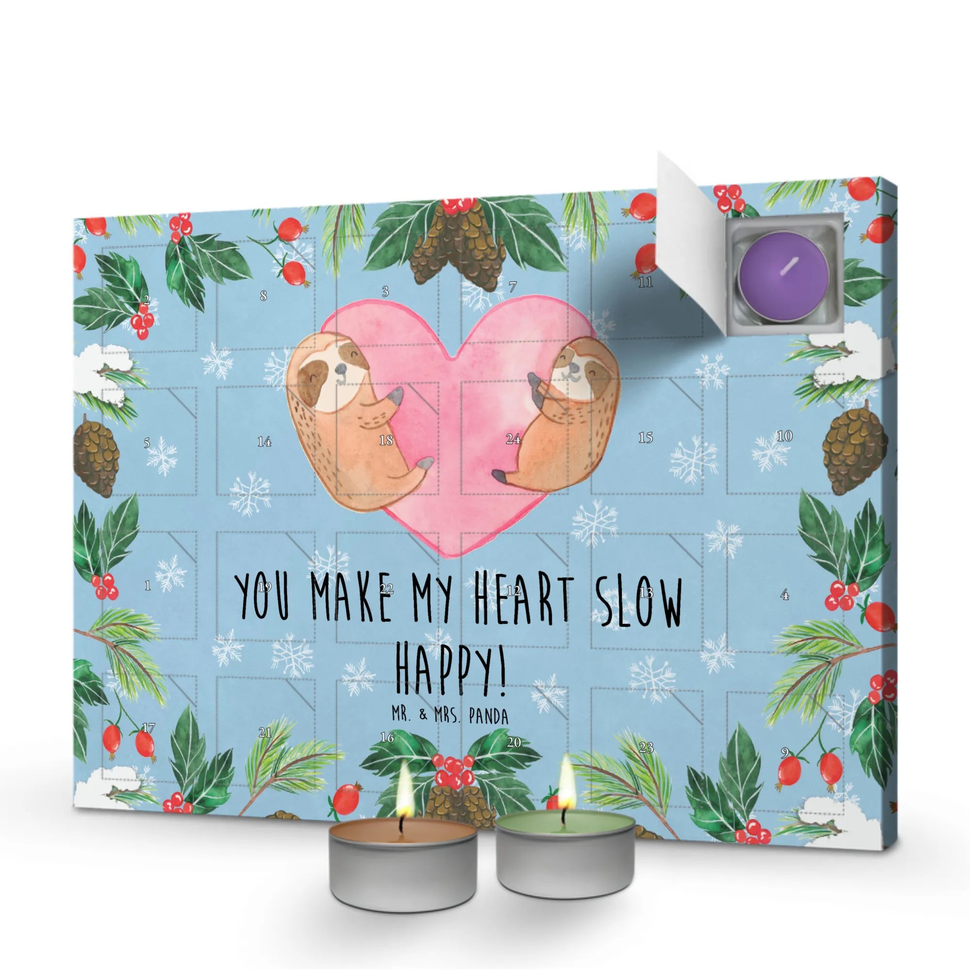 Scented candle advent calendar sloths Heart