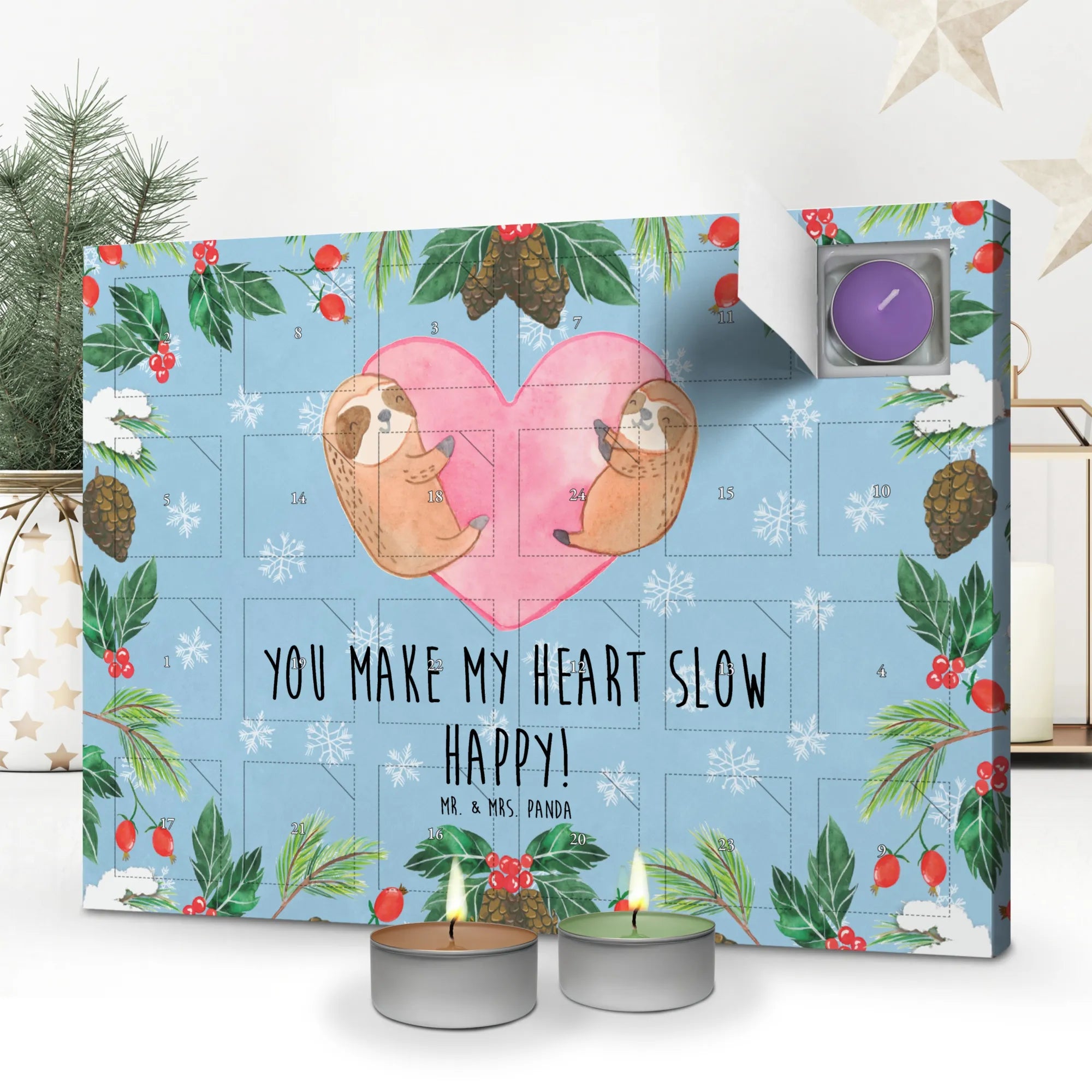 Scented candle advent calendar sloths Heart