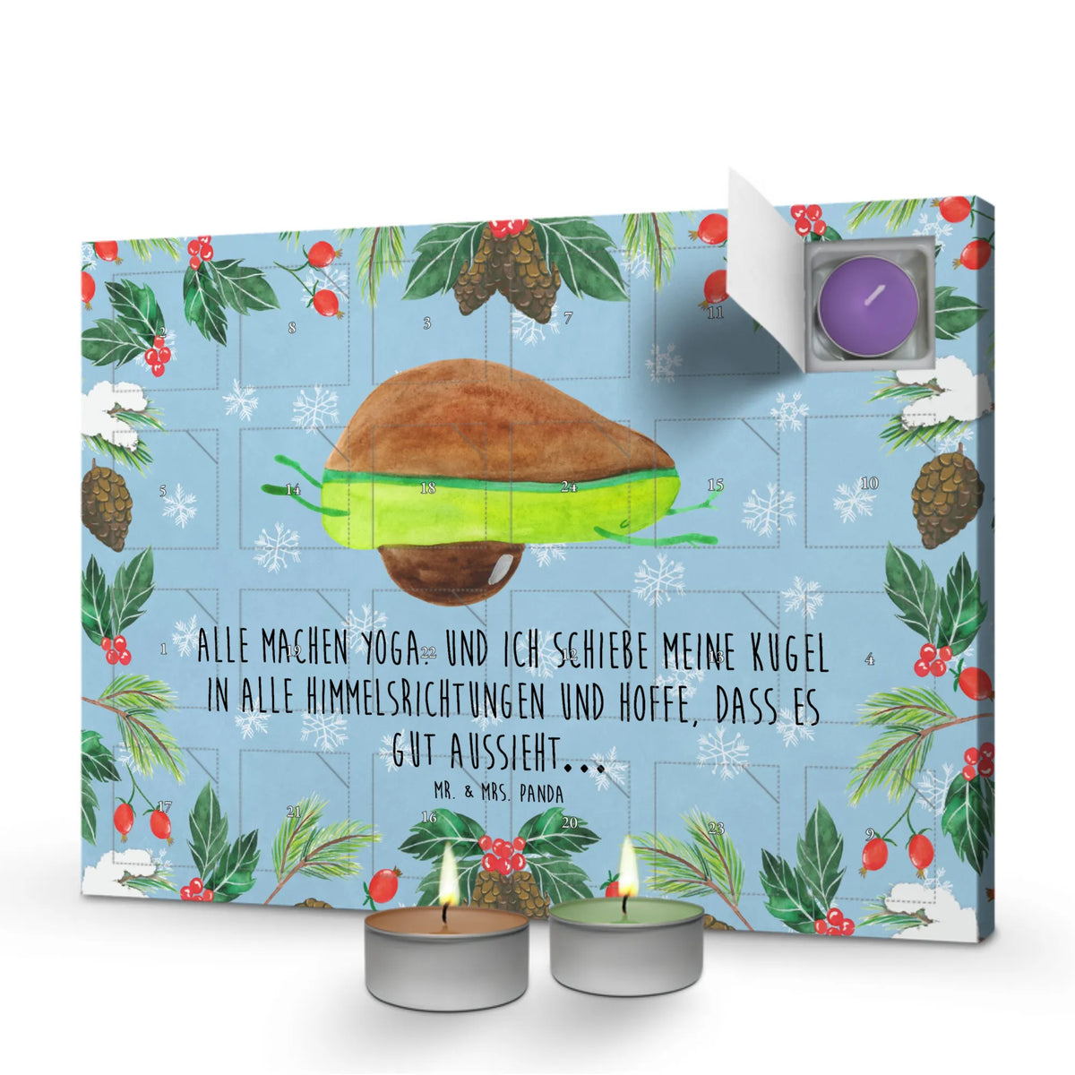 Scented candle advent calendar avocado yoga