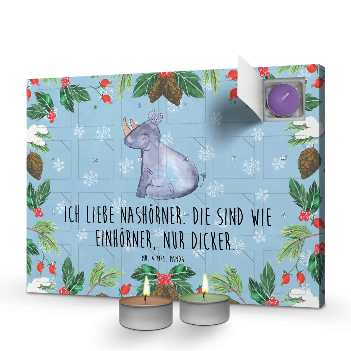 Scented candle advent calendar unicorn rhino