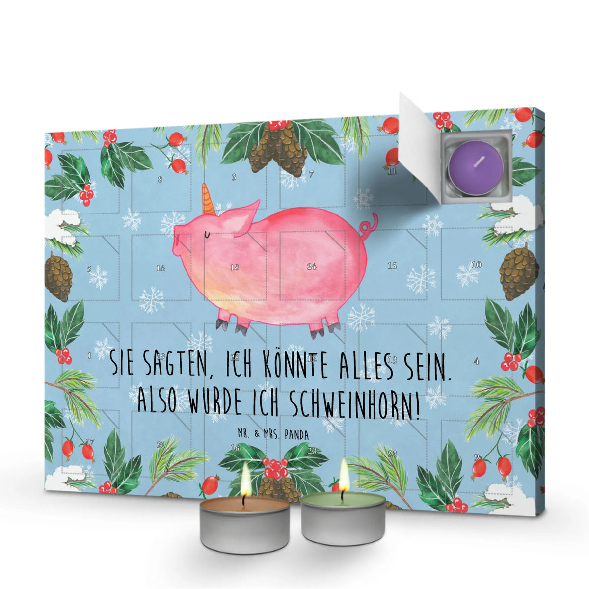 Scented candle advent calendar unicorn Pig