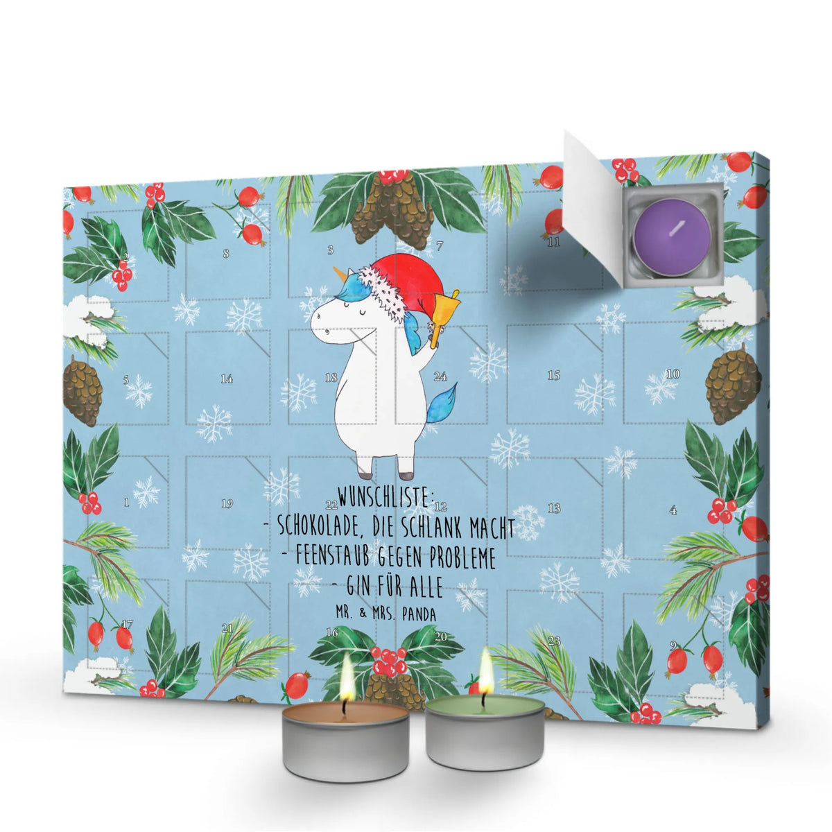 Scented candle advent calendar unicorn Santa Claus