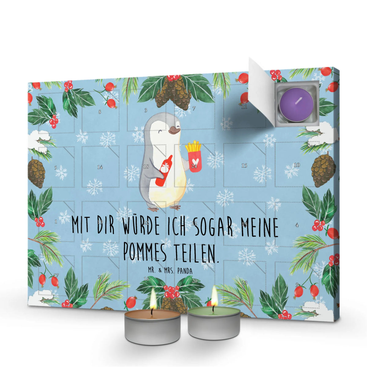 Scented candle advent calendar penguin French fries