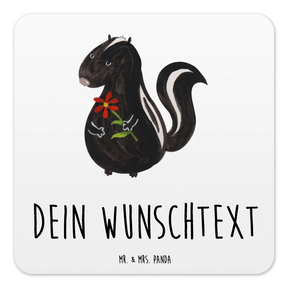 Personalised Coaster Set skunk flower daydreamer, predator, dreamy, wild animal, stink