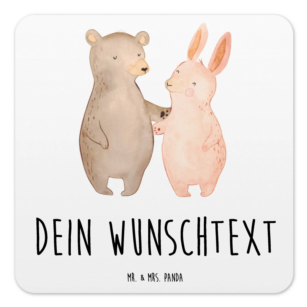 Personalised Coaster Set bear and rabbit Embrace Loving, Two, Together, Marriage, Proposal of marriage, Love gift, gift for her, gift for him, anniversary gift, rabbit, friends, best friend