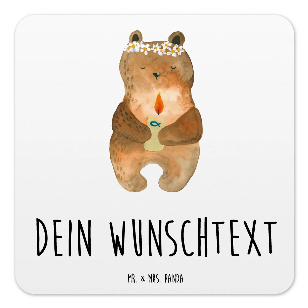 Personalised Coaster Set bear communion teddy bear, cuddly toy, God's blessing, baptismal candle, catholic, communion