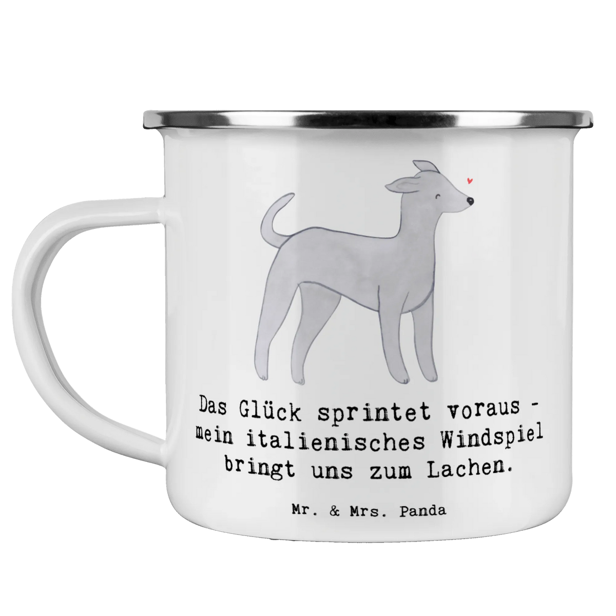 Camping Emaille Tasse Italienisches Windspiel Glück