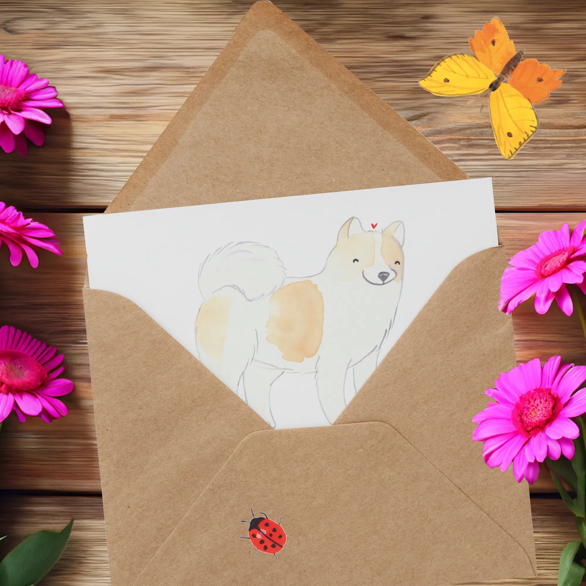 Deluxe Card Ein Thai Bangkaew macht das Haus zum Zuhause! Glückwunschkarte, faltkarte, doppelkarte, Klappkarte, Grußkarte, anlasskarte, Geschenk, Schenken, Hund, Hunderasse, Rassehund, Hundebesitzer, Tierfreund, Welpe