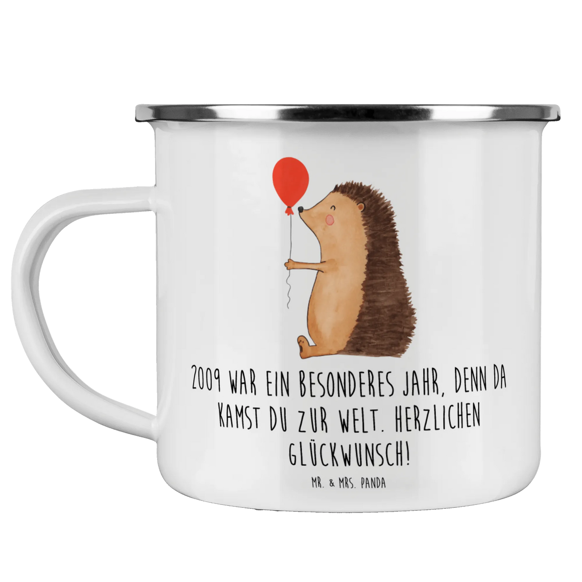 Camping Emaille Tasse 2009 Geburtstag