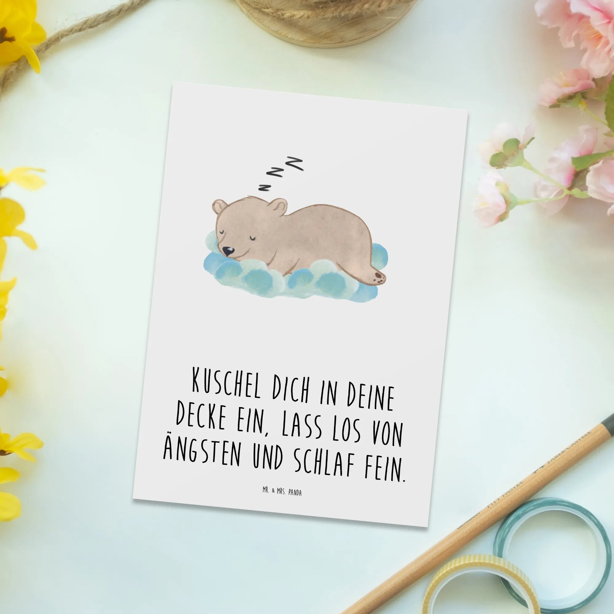 Pocztówka Kuschel dich in deine Decke ein, lass los von Ängsten und schlaf fein.