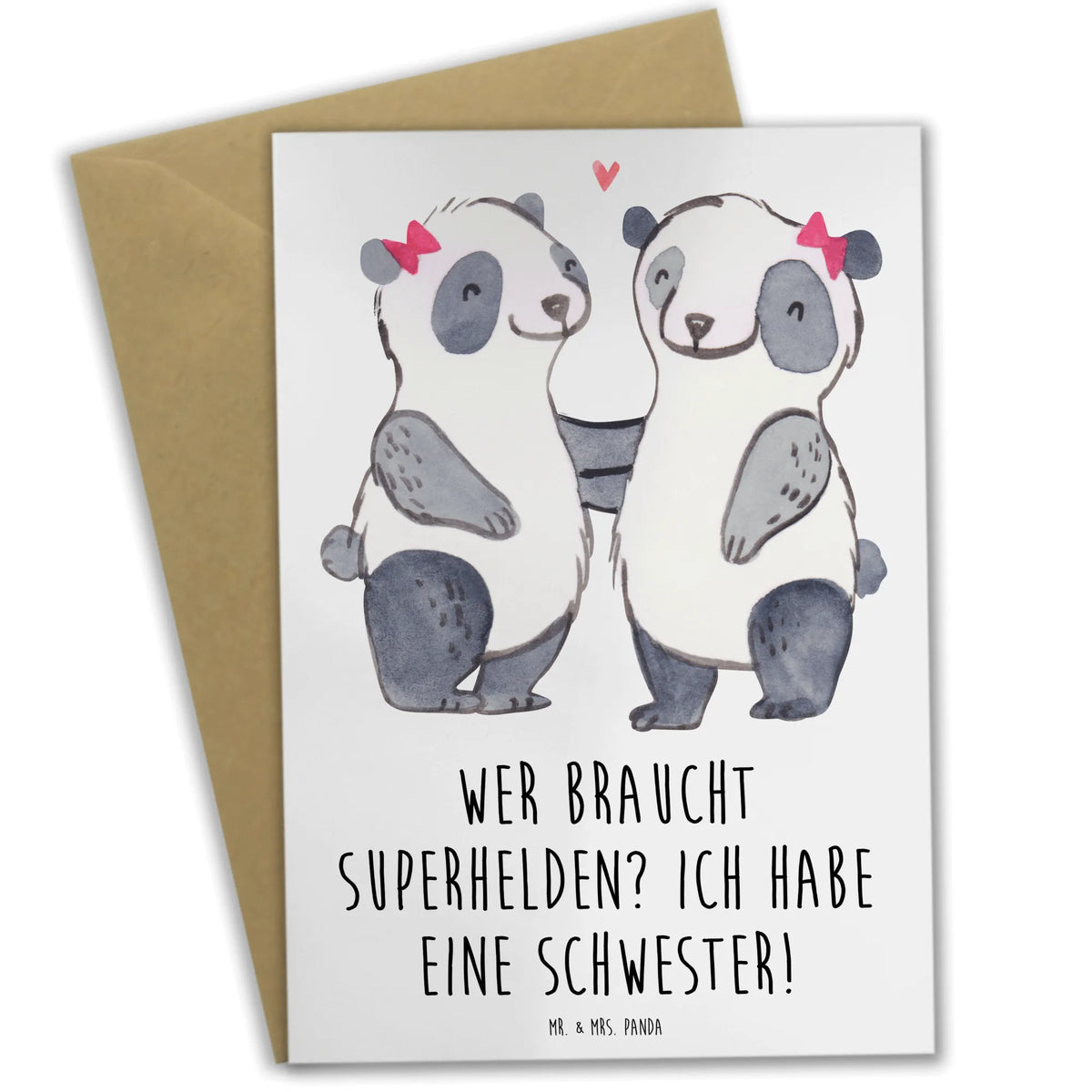 Greetings card Wer braucht Superhelden? Ich habe eine Schwester! Mother's Day, Father's Day
