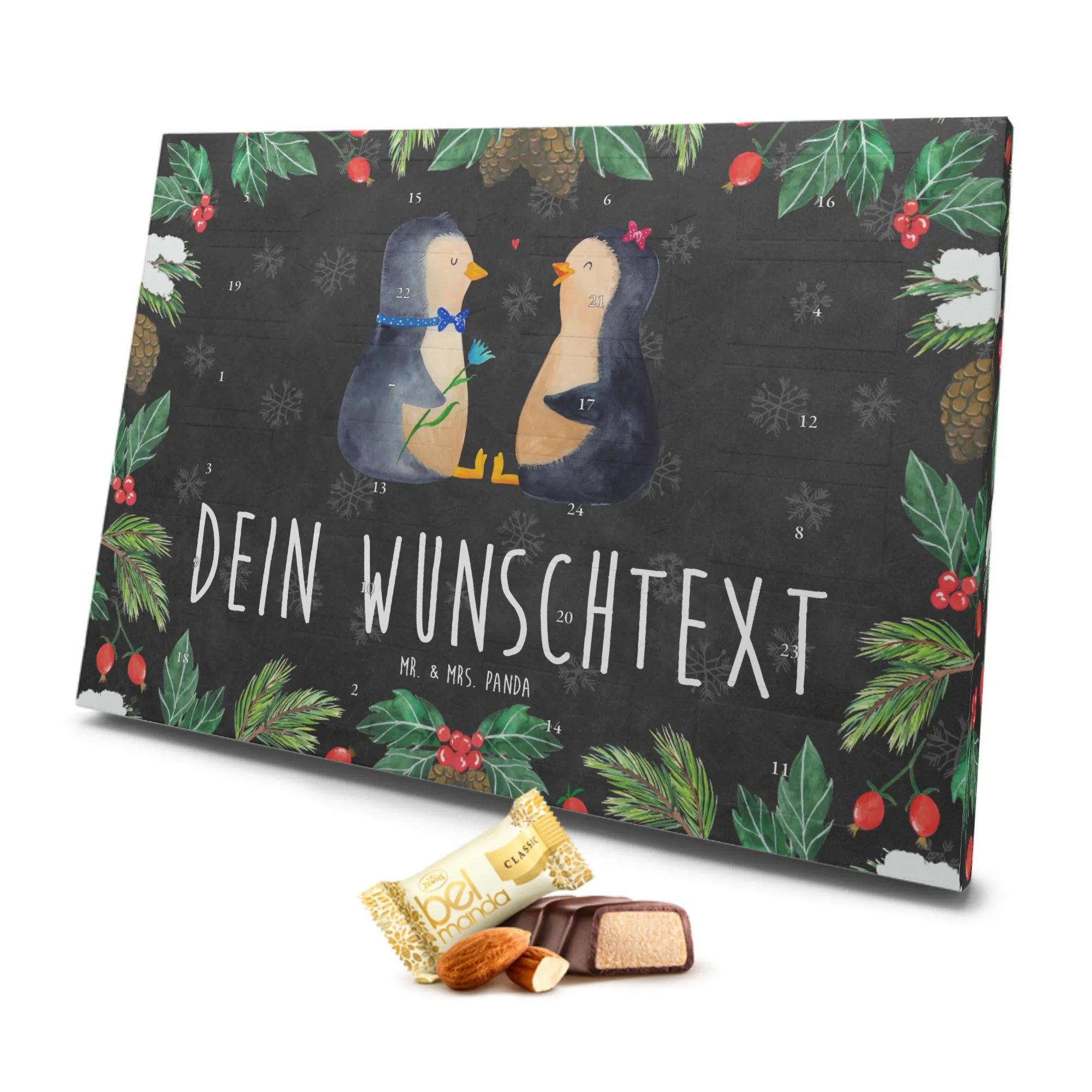 Personalisierter Marzipan Adventskalender Pinguin Pärchen Personalisierter Marzipan Adventskalender, Pinguin, Pinguine, große Liebe, Hochzeit, Liebespaar, Liebesgeschenk, Traumpaar, Liebe, Jahrestag, Hochzeitstag, Liebesbeweis, Verlobung, Hochzeitsgeschenk