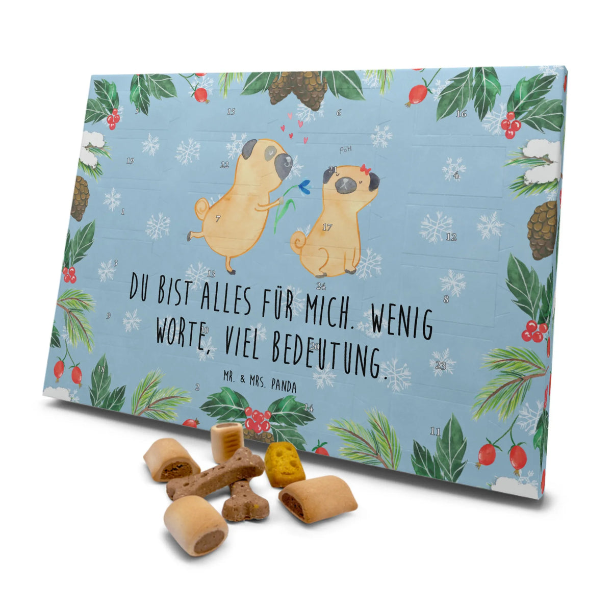 Dog advent calendar pug In love woof, dog mama, love dogs, love for dogs, dog decorative items, bag with dog print, funny gifts for dog owners, what do you give a dog lover, Christmas gifts for dogs, gifts for dogs, dog sayings, dog breed, mutt, hound, dog love, gift friend, in love, boob, love saying. Engaged, Pug