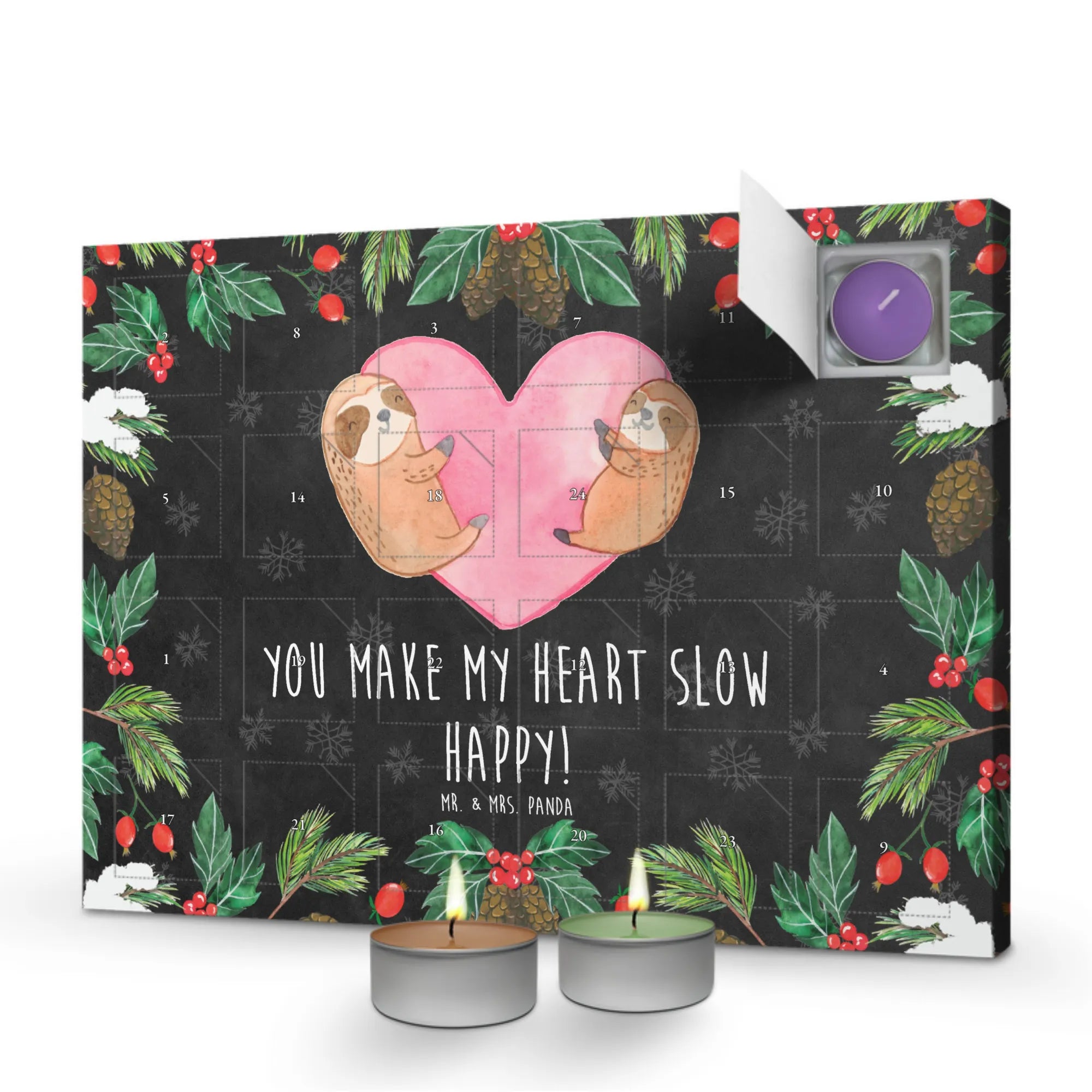Scented candle advent calendar sloths Heart