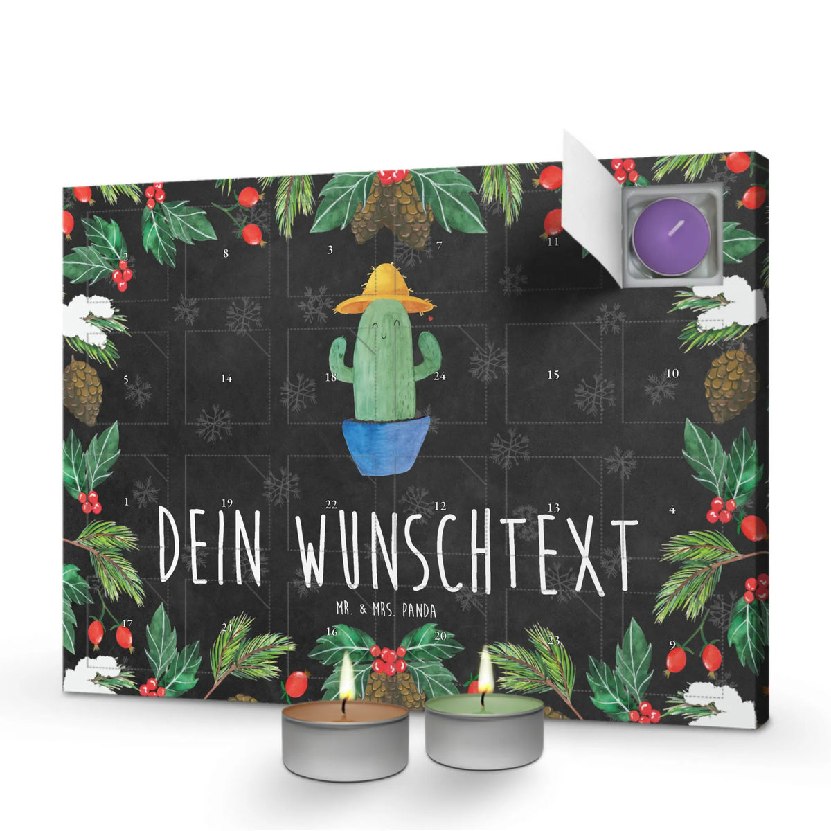 Personalisierter Duftkerzen Adventskalender Kaktus Hut|p:1818355|h:b040209ef24a439e4ec65e3690e91920