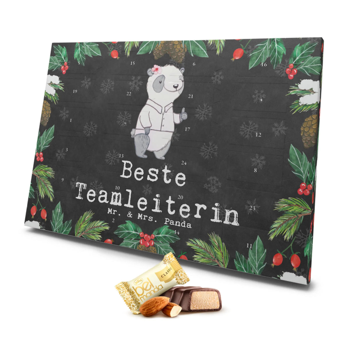 Marzipan Adventskalender Panda Beste Teamleiterin Marzipan Adventskalender, für, Dankeschön, Geschenk, Schenken, Geburtstag, Geburtstagsgeschenk, Geschenkidee, Danke, Bedanken, Mitbringsel, Freude machen, Geschenktipp, Leiterin, Ruhestand, Vorgesetzte, Abschiedsgeschenk, Kollegin, Teamleiterin, Seminarleiterin, Abschied, Chefin, Gruppenleiterin
