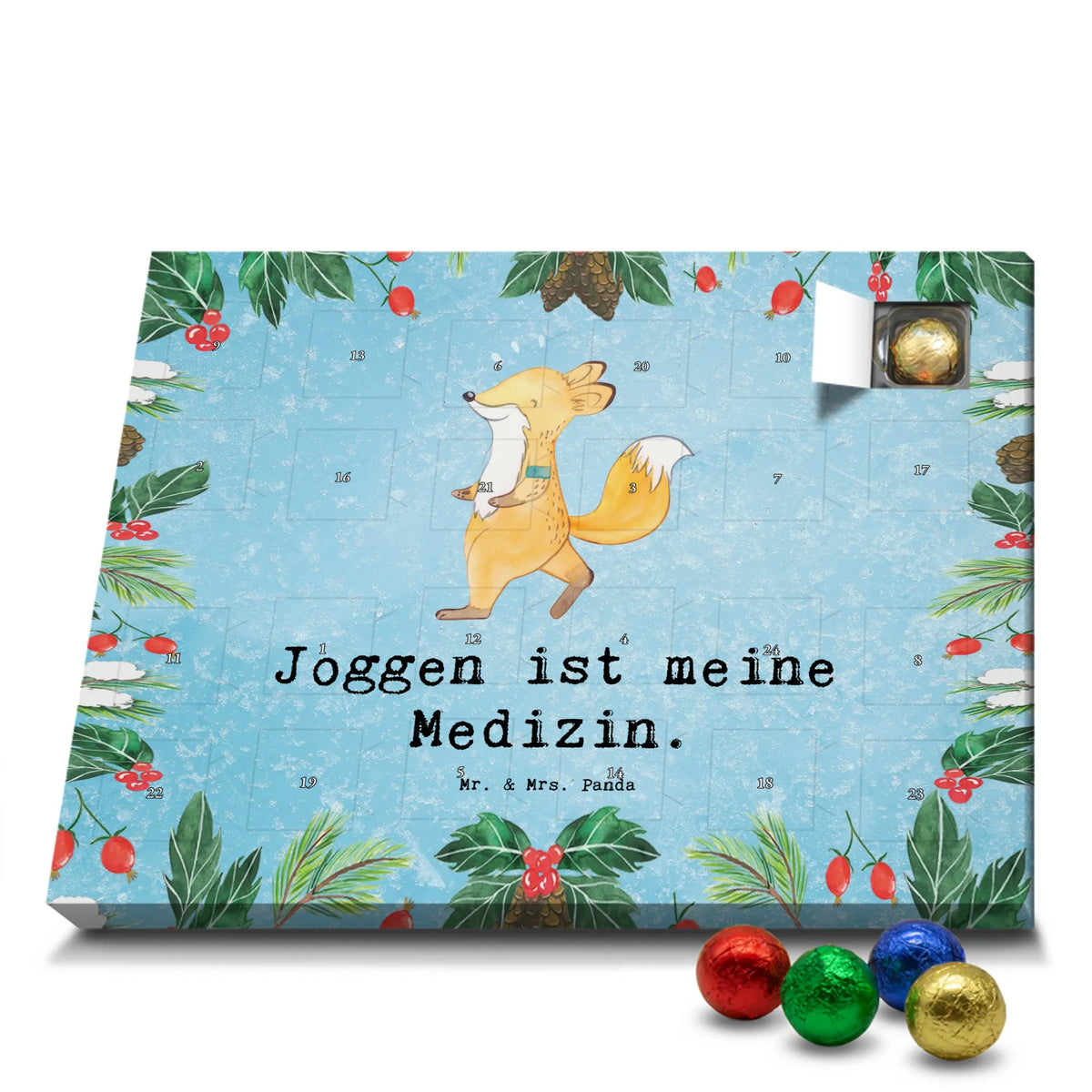 Chocolate advent calendar Fox Jog giving, Gift, thank you, award, profit, athlete, jogging, running