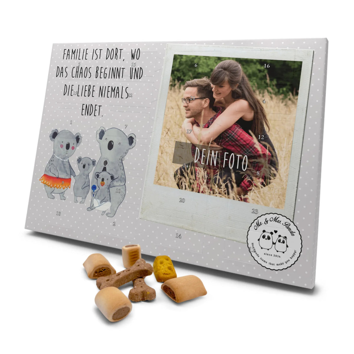 Personalisierter Hunde Foto Adventskalender Koala Familie Fotokalender Hund, Hundeadventskalender mit Foto, Adventskalender Hund mit Foto, Adventskalender mit Hundefoto, Personalisierter Foto-Adventskalender, Foto-Weihnachtskalender Hund, Muttertag, Vatertag, Mama, Papa, Oma, Opa, Familie, Schwester, Bruder, Koala, Kinder, Geschwister, Familienleben, Koalas, Family