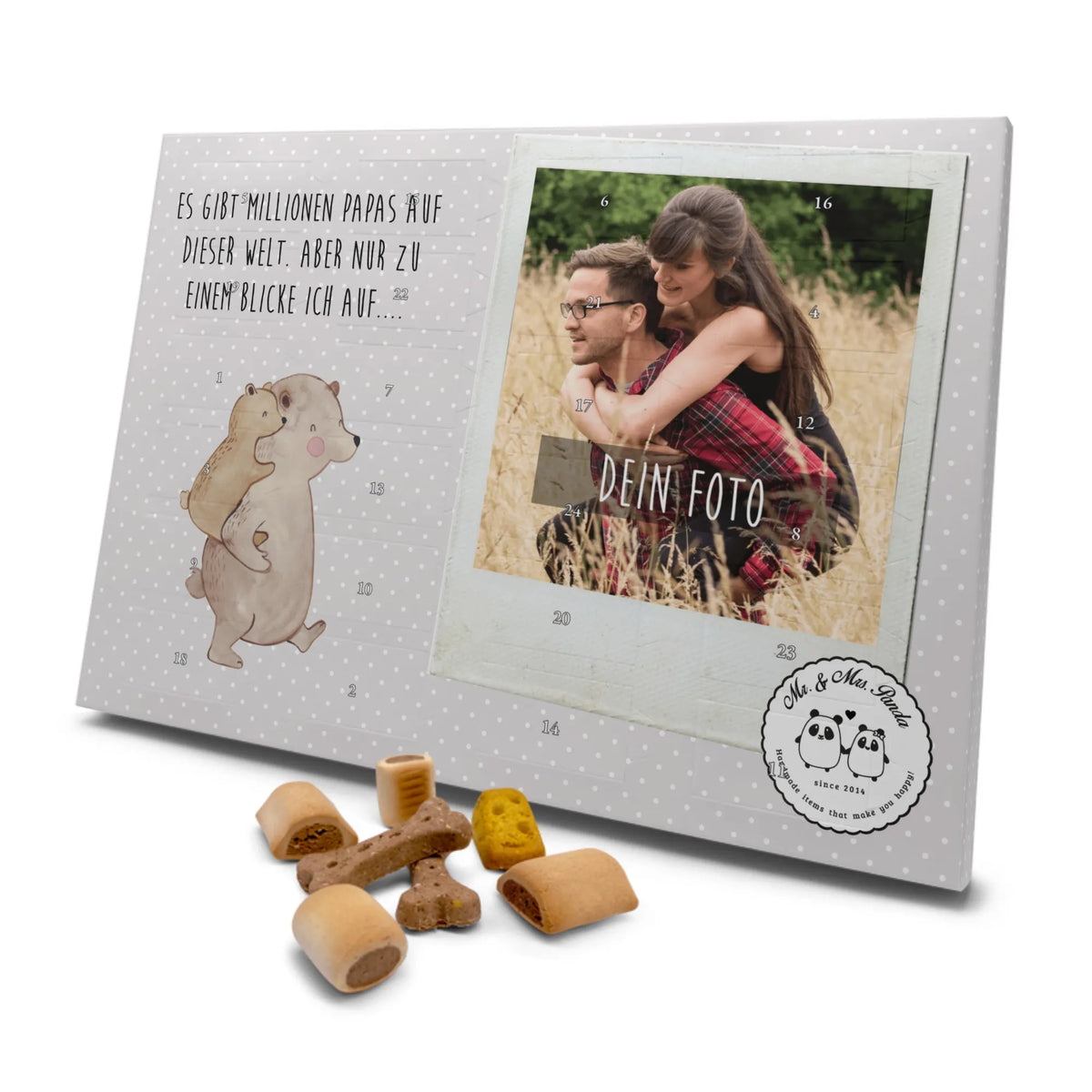 Personalisierter Hunde Foto Adventskalender Papa Bär Adventskalender Hund mit Foto, Personalisierter Foto-Adventskalender, Adventskalender mit Hundefoto, Hundeadventskalender mit Foto, Foto-Weihnachtskalender Hund, Fotokalender Hund, Muttertag, Vatertag, Mama, Papa, Oma, Opa, Familie, Schwester, Bruder, Onkel, Vati, Vater, Geschenk, Geburtstag, Papi