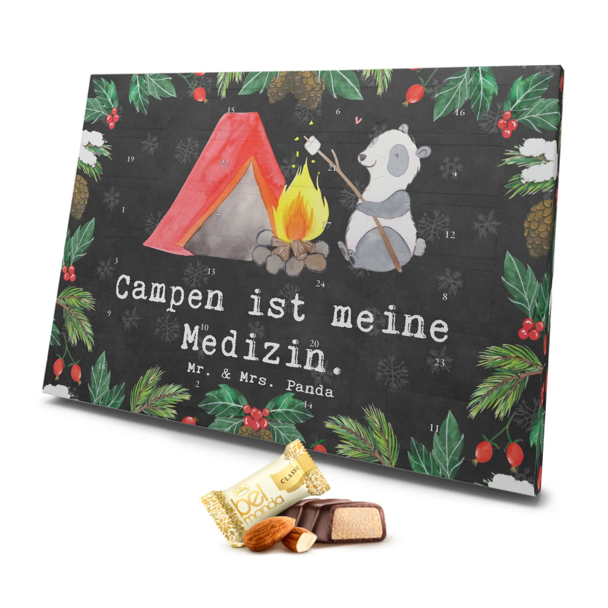 Marzipan Adventskalender Panda Campen Marzipan Adventskalender, Geschenk, Sport, Sportart, Hobby, Schenken, Danke, Dankeschön, Auszeichnung, Gewinn, Sportler, Camping, Zelten, Campingplatz, Campen, campen gehen