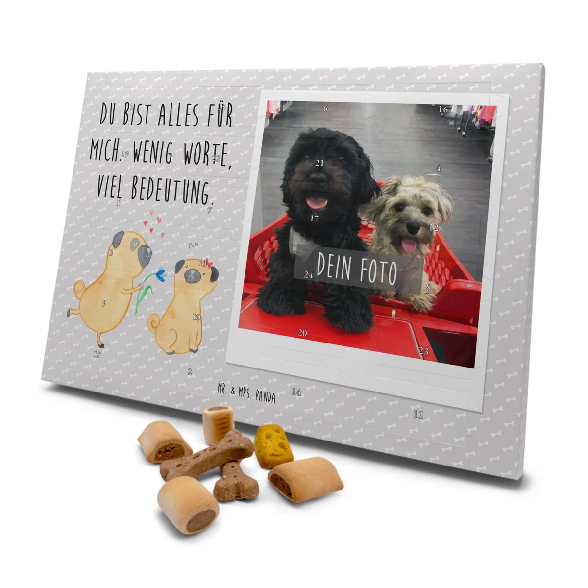 Personalisierter Hunde Foto Adventskalender Mops Verliebt Personalisierter Foto-Adventskalender, Foto-Weihnachtskalender Hund, Hundeadventskalender mit Foto, Adventskalender Hund mit Foto, Fotokalender Hund, Adventskalender mit Hundefoto, Sprüche, Hund, Hunderasse, Hundebesitzer, Hundemotiv, Haustier, Tierliebhaber, Partner, Geschenk Freund, Liebesspruch. Verlobt, Verliebt, Mops, Hundeliebe, Möpse, Liebe