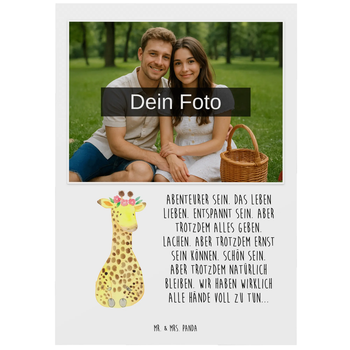 Personalized Photo Postcard giraffe flower wreath Postkarte mit Foto, personalisierte fotokarte, Fotogrußkarte, grußkarte mit foto, Fotopostkarte, Foto Grußkarte, Personalisierte Foto Postkarte, Postkarte Foto, Foto Postkarte, Fotokarte, Afrika, Wildtiere, Blumenkranz, Selbstliebe, Giraffe, Freundin, Abenteurer