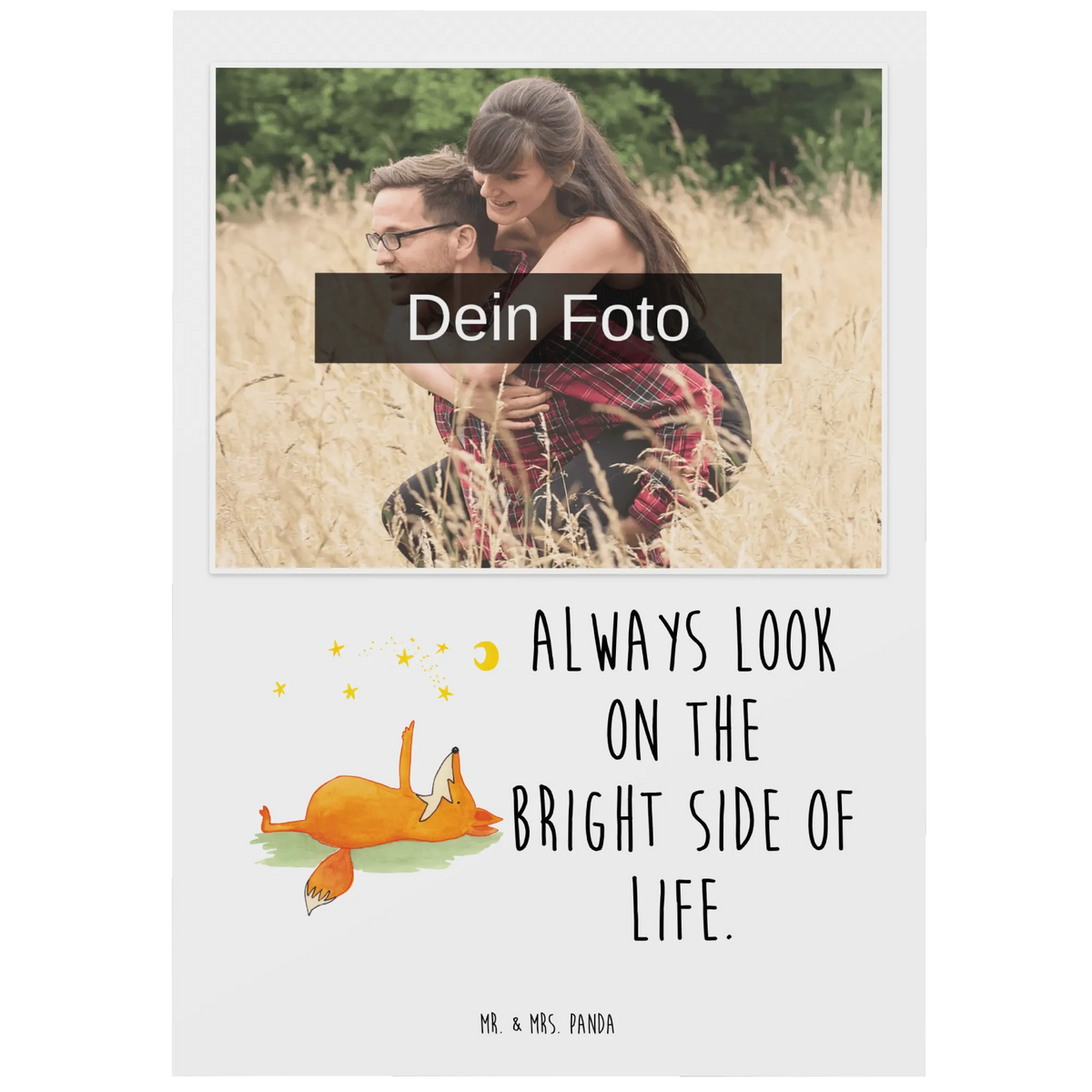 Personalized Photo Postcard Fox Stars Personalisierte Foto Postkarte, Fotopostkarte, Postkarte mit Foto, Fotogrußkarte, Postkarte Foto, Foto Postkarte, Foto Grußkarte, grußkarte mit foto, Fotokarte, personalisierte fotokarte, Fuchs, Füchse, Spruch Positiv, Always Look On The Bright Side Of Life, Romantik, Tröstende Worte, Spruch schön