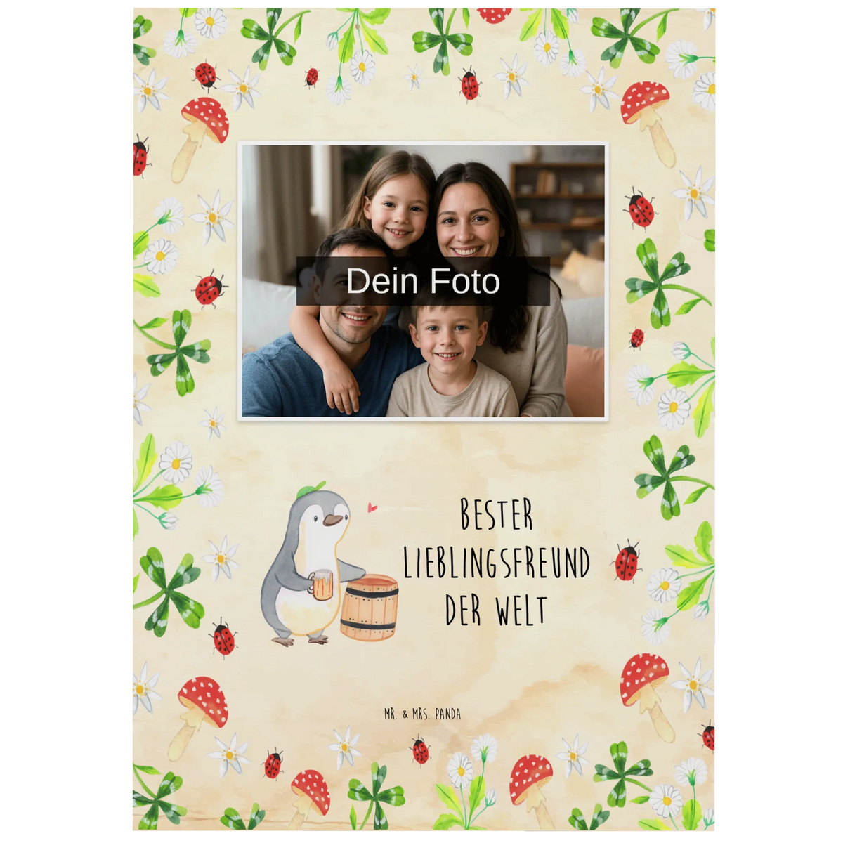 Personalized Photo Postcard penguin Best Favorite Friend in the World gift, birthday, gift idea, birthday present, giving, thank you, for, make you happy, gift tip, best friend, favorite person, friend, heart, Favorite friend, darling
