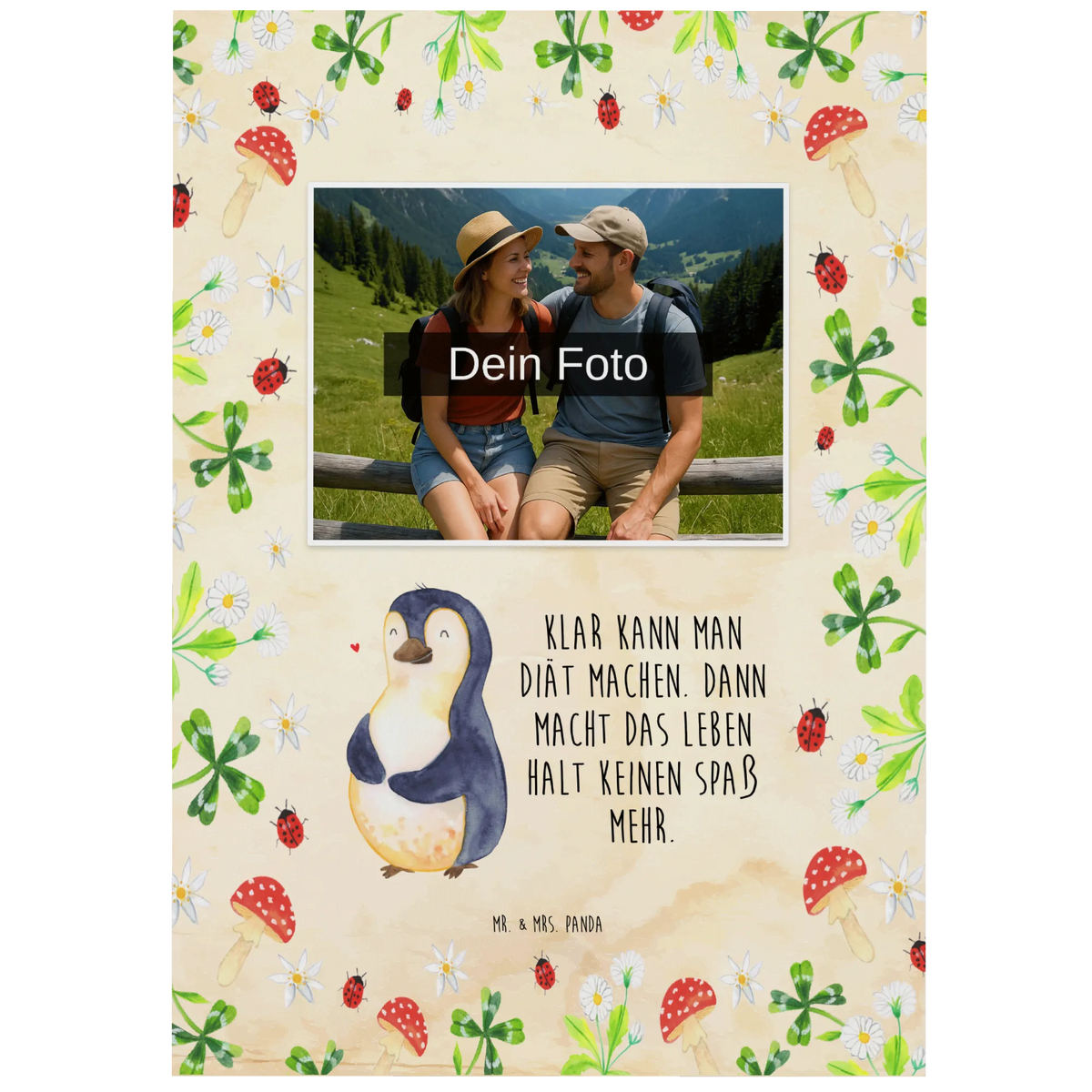 Personalized Photo Postcard Penguin diet North Pole, Penguins, losing weight, self-respect, body love, penguins, diet, self-love, weight