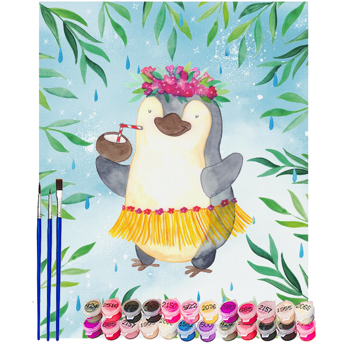 Malen nach Zahlen Pinguin Kokosnuss malen mit zahlen, malen nach zahlen set, Acryl Malen nach Zahlen, DIY Malen nach Zahlen, leinwand malset, Malen nach Zahlen, Malen nach Zahlen Bild, malset, acrylmalerei set, diy set, Zahlenbild, leinwand malerei, acryl malset, malerei nach zahlen, Malen nach Zahlen Leinwand, kreativ set, Pinguin, Pinguine, Hawaii, Kokosnuss, Urlaub, Aloha