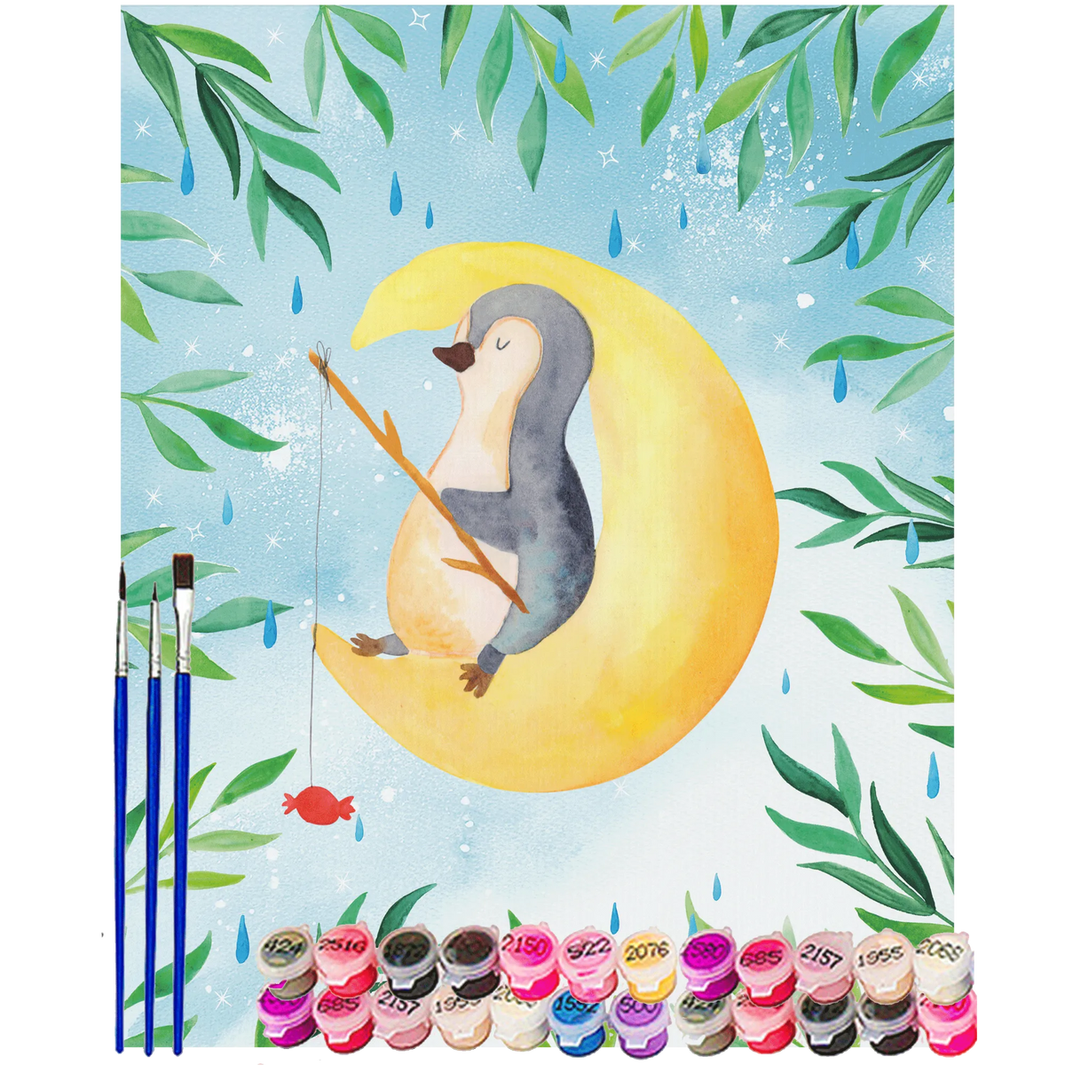 Malen nach Zahlen Pinguin Mond DIY Malen nach Zahlen, kreativ set, Zahlenbild, Malen nach Zahlen Bild, acryl malset, malen mit zahlen, leinwand malset, Malen nach Zahlen, acrylmalerei set, malen nach zahlen set, malerei nach zahlen, malset, leinwand malerei, Malen nach Zahlen Leinwand, diy set, Acryl Malen nach Zahlen, Pinguin, schlafen, Gästezimmer, Schlafzimmer, Spruch, Nachtruhe, Schlafstörungen, Einschlafen, Pinguine