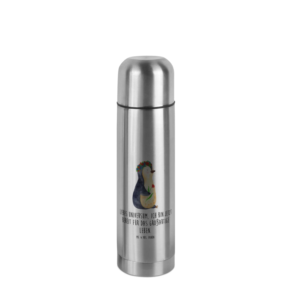Thermos Flask Penguin Flower North Pole, Penguins, penguins, lovesickness, universe, gift idea, love of life, goals, wishes, goals in life, wreath of flowers