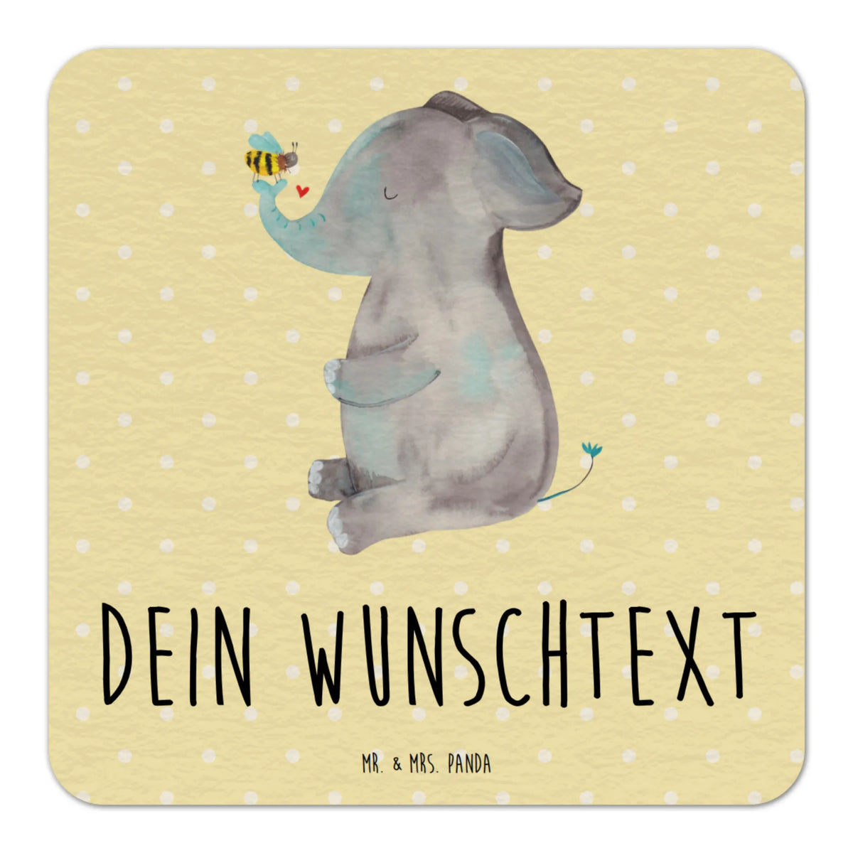 Personalized Beer Coaster elephant bee cute, cute animal motives, hand drawn, gift ideas, funny sayings, good mood, special gifts, animal lover, card, gifts, small animals, love saying, anniversary, love gift, marriage proposal, wedding gift, elephant, proof of love