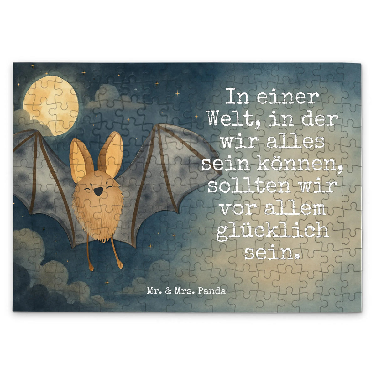 Puzzle bat wing Design card, special gifts, small animals, animal lover, cute animal motives, hand drawn, cute, gift ideas, funny sayings, good mood, gifts