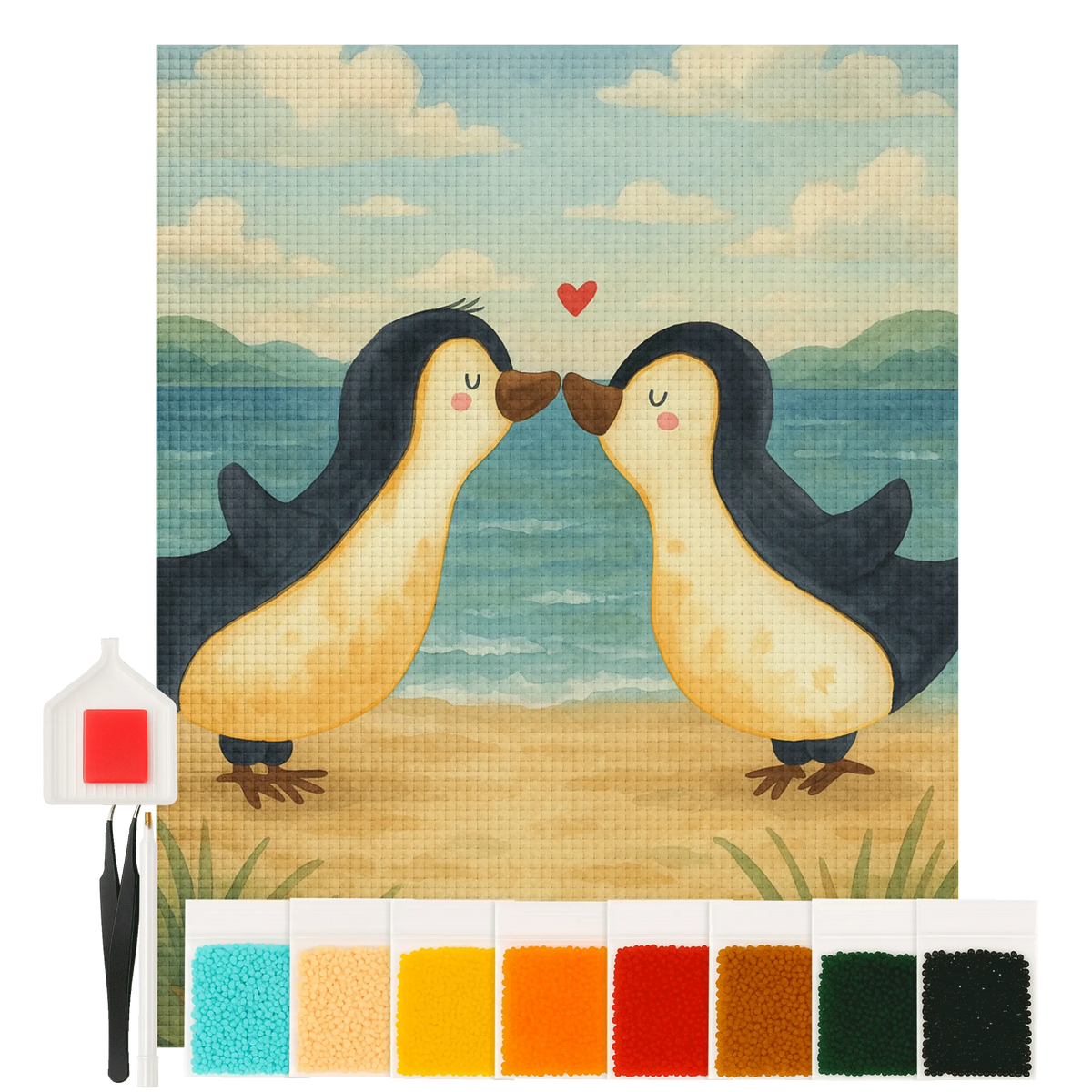 Diamond Painting Pinguine Kuss Design