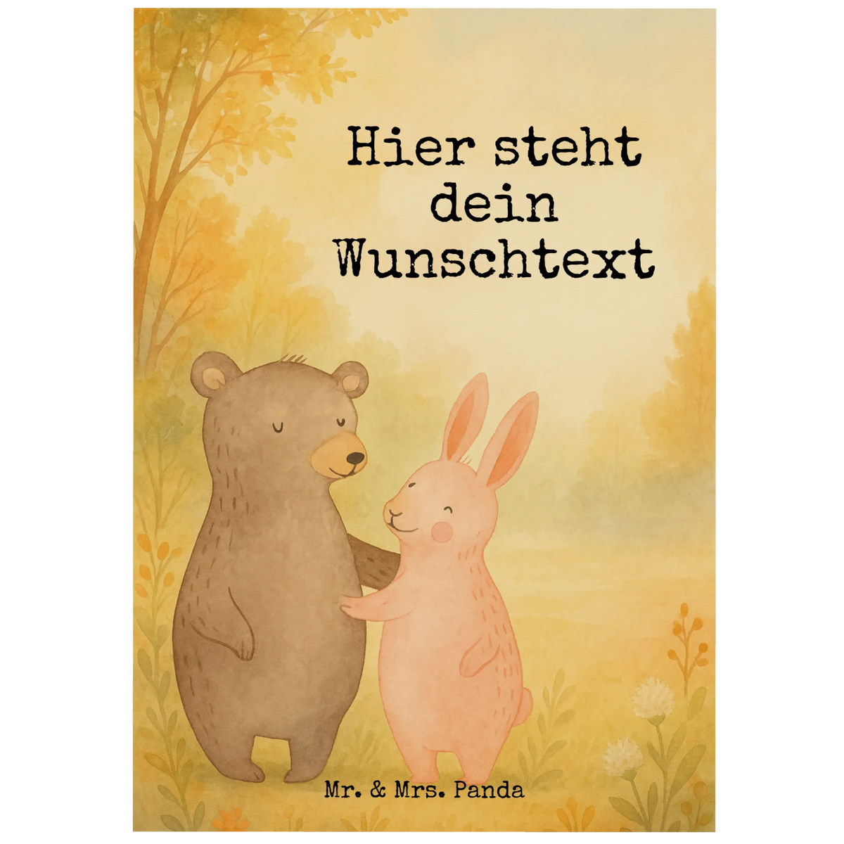 Personalisierte Postkarte Bär und Hase Umarmen Design