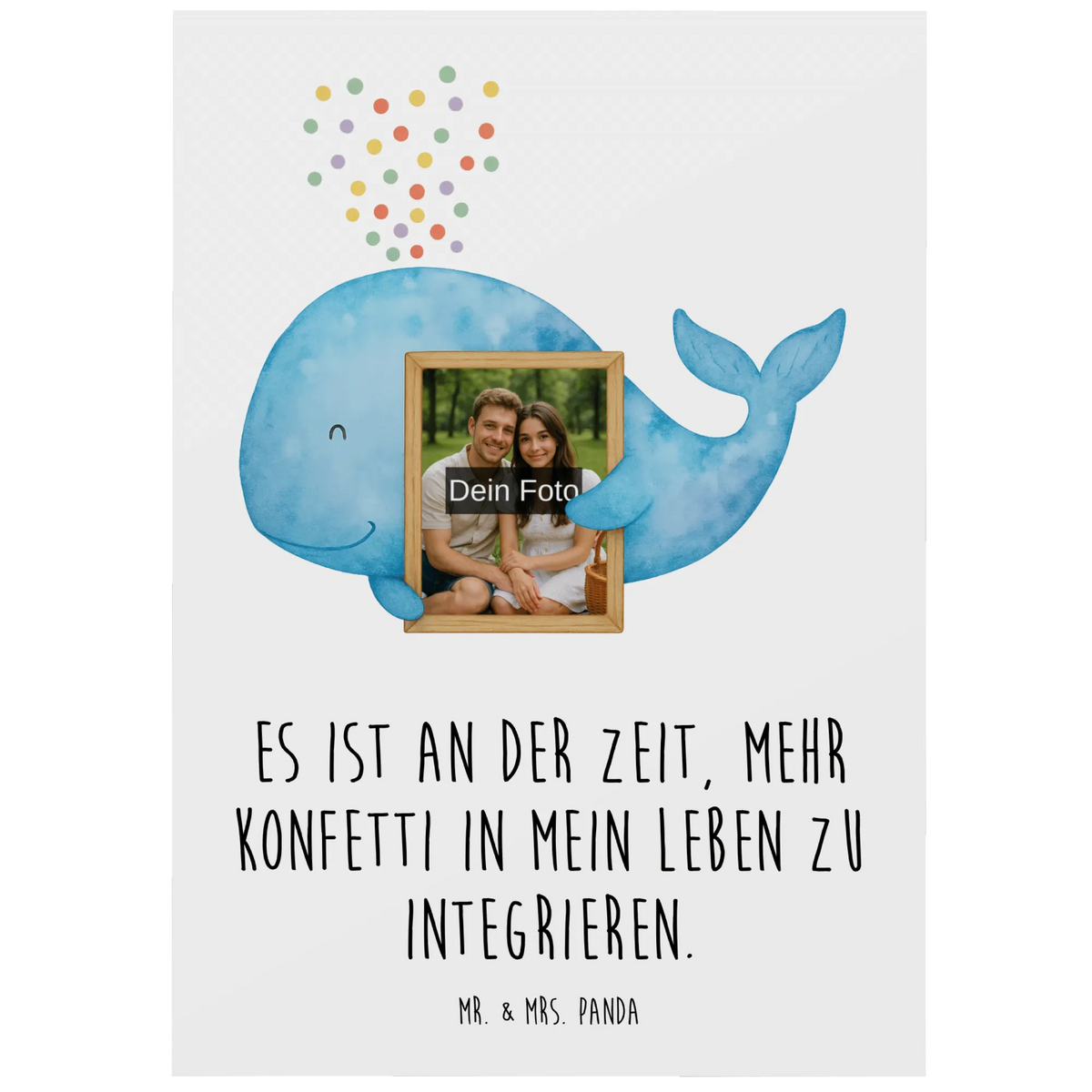 Personalizowana pocztówka ze zdjęciem wieloryb konfetti Design Zwierzeta morskie, Morze, Wakacje